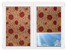 Рулонные кассетные шторы УНИ - Далия-красный на пластиковые окна