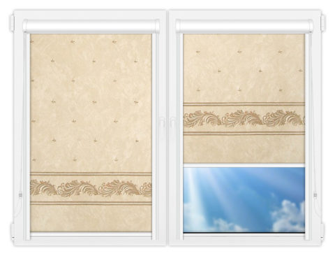 Рулонные кассетные шторы УНИ - Орнамент-бейж