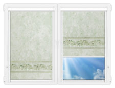 Рулонные кассетные шторы УНИ - Орнамент-грин