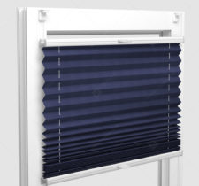 Шторы Плиссе - Бароло перл синий на пластиковые окна