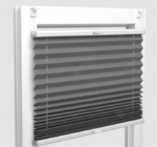 Шторы Плиссе - Мун блэкаут серый на пластиковые окна