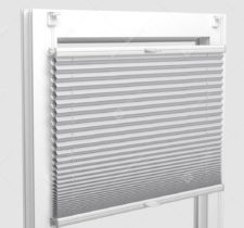 Шторы Плиссе - Палма блэкаут светло-серый на пластиковые окна